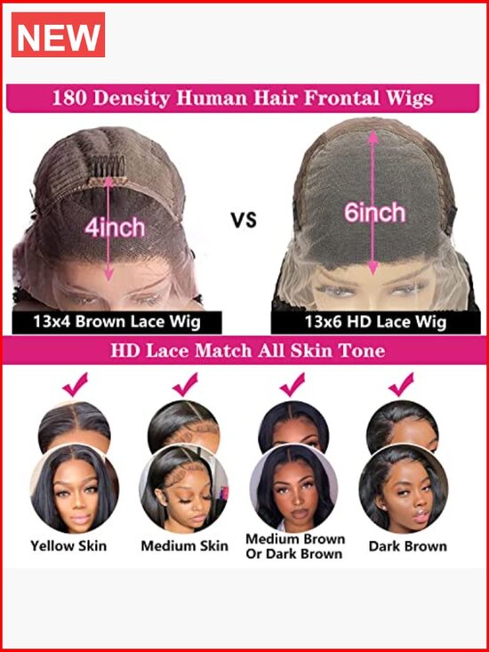 180 Density HD Transparent Lace Front Wig Human Hair Straight Pre Plucked main image 6
